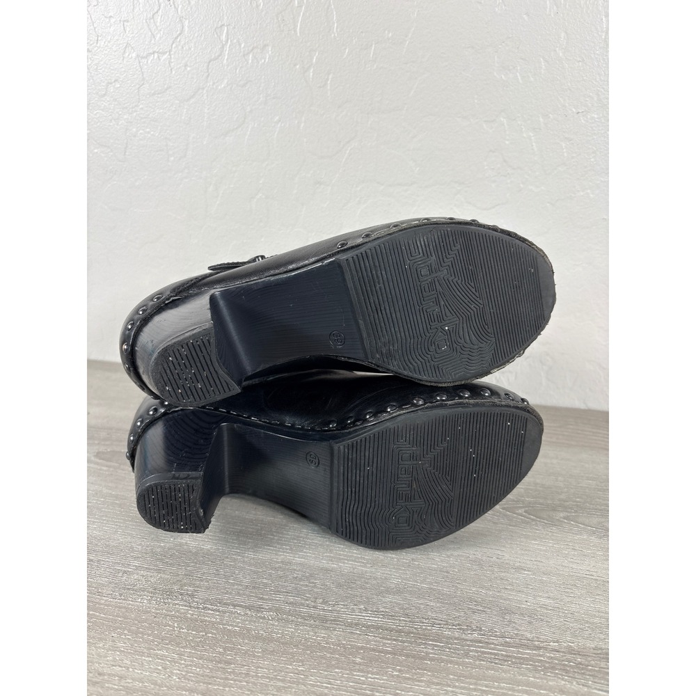 Dansko Black Leather Clog Ankle Boots Buckle Studded Block Heel Size 39 - Picture 8 of 8